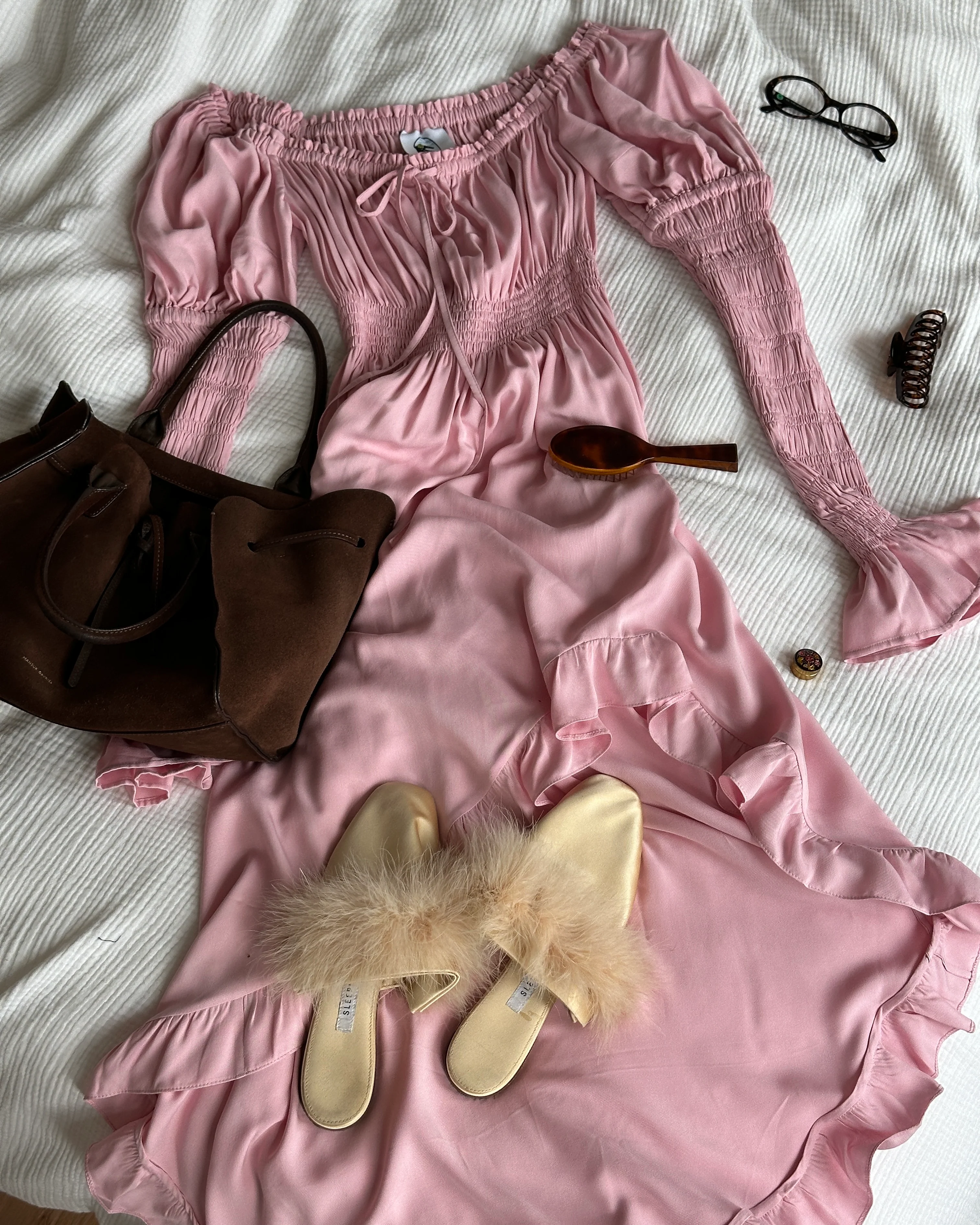 Wild Angel Shirred Asymmetric Dress in Pink - Image 6